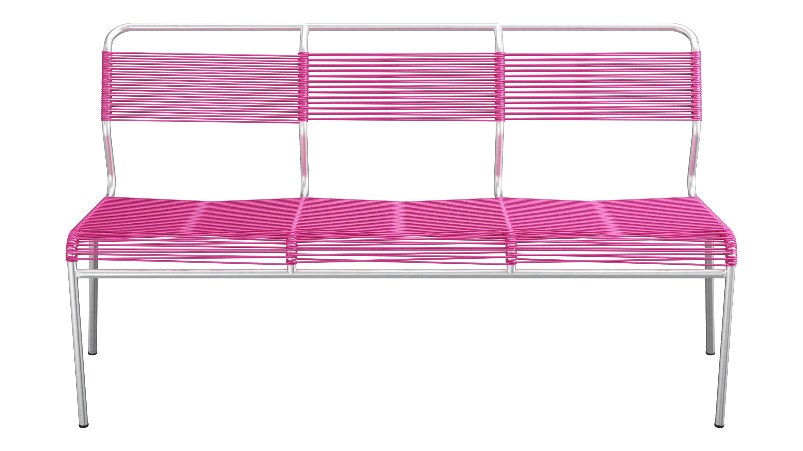 Säntis Spaghetti-3er-Gartenbank ohne Armlehne in Pink präsentiert im Onlineshop von KAQTU Design AG. Gartenbank ist von Schaffner