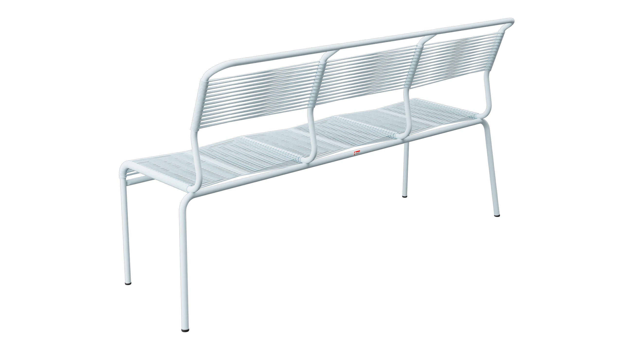 Säntis Spaghetti-3er-Gartenbank ohne Armlehne in Pastellblau präsentiert im Onlineshop von KAQTU Design AG. Gartenbank ist von Schaffner