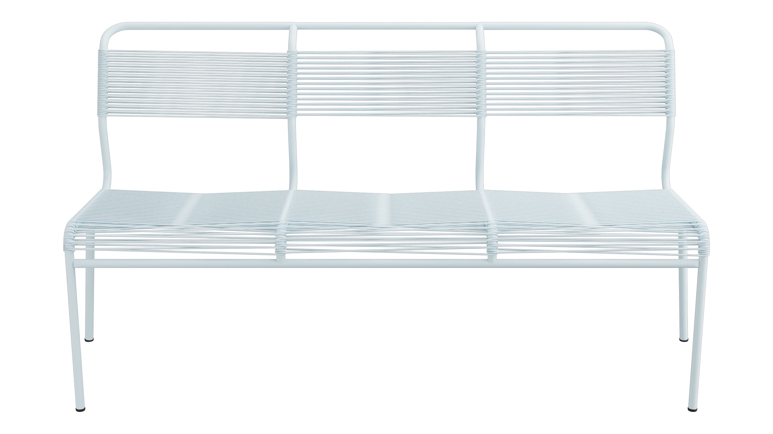 Säntis Spaghetti-3er-Gartenbank ohne Armlehne in Pastellblau präsentiert im Onlineshop von KAQTU Design AG. Gartenbank ist von Schaffner