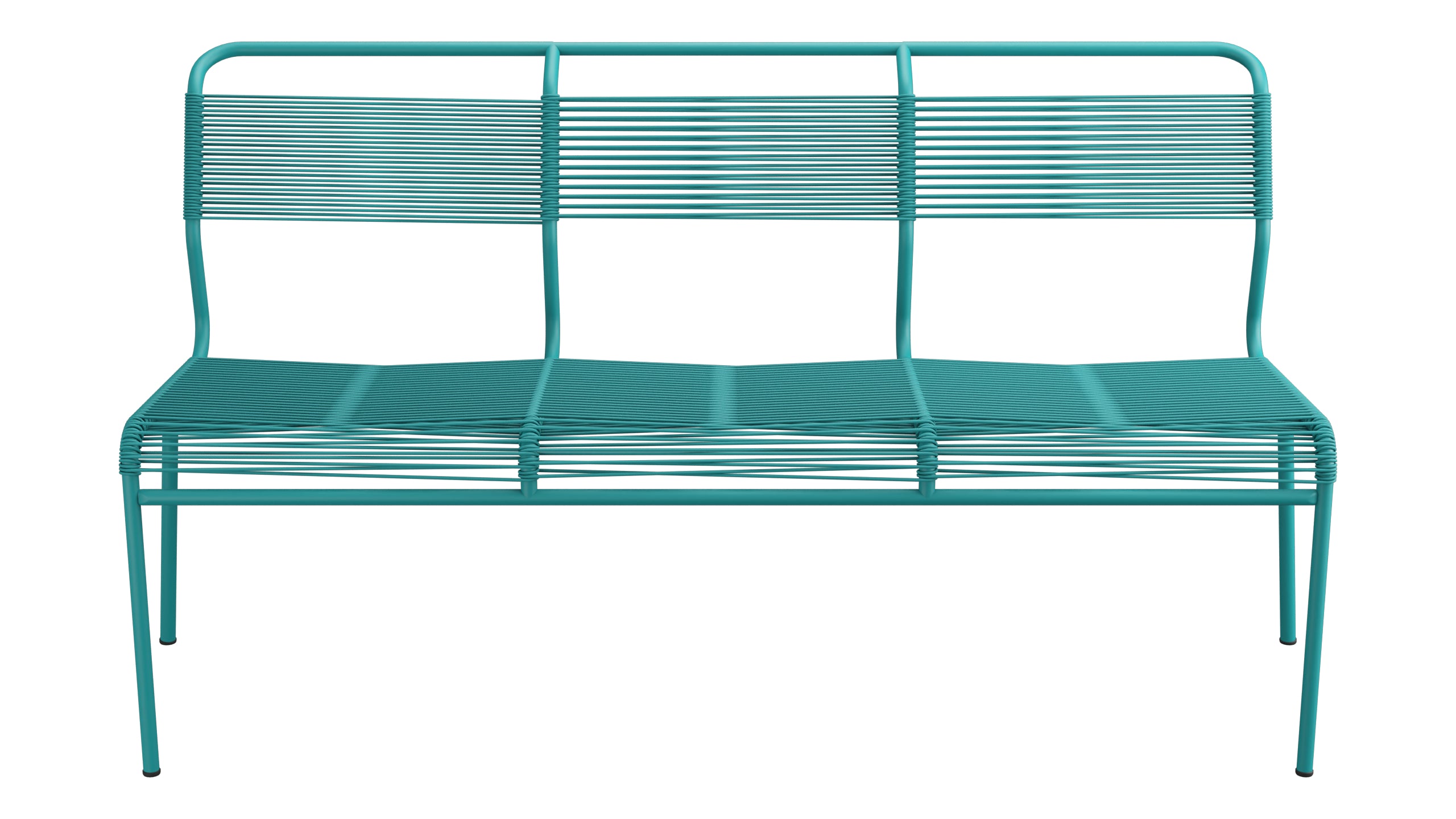 Säntis Spaghetti-3er-Gartenbank ohne Armlehne in Kaliblau präsentiert im Onlineshop von KAQTU Design AG. Gartenbank ist von Schaffner