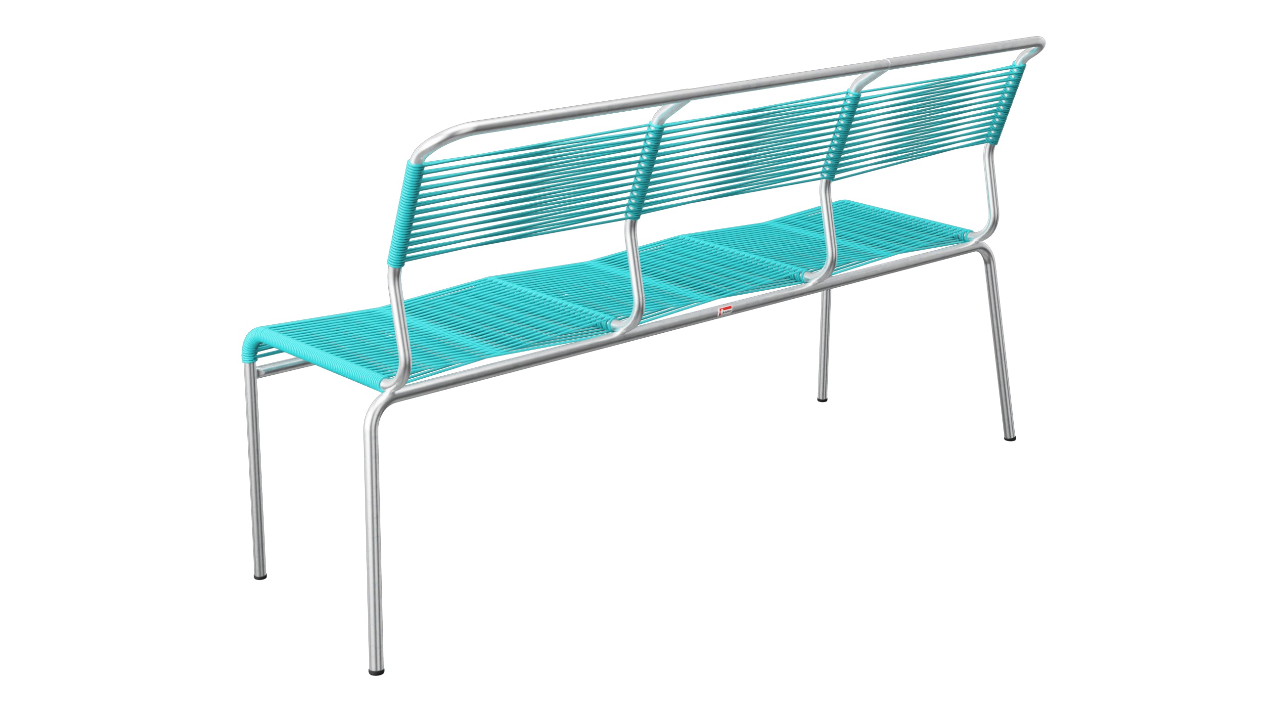 Säntis Spaghetti-3er-Gartenbank ohne Armlehne in Türkis präsentiert im Onlineshop von KAQTU Design AG. Gartenbank ist von Schaffner