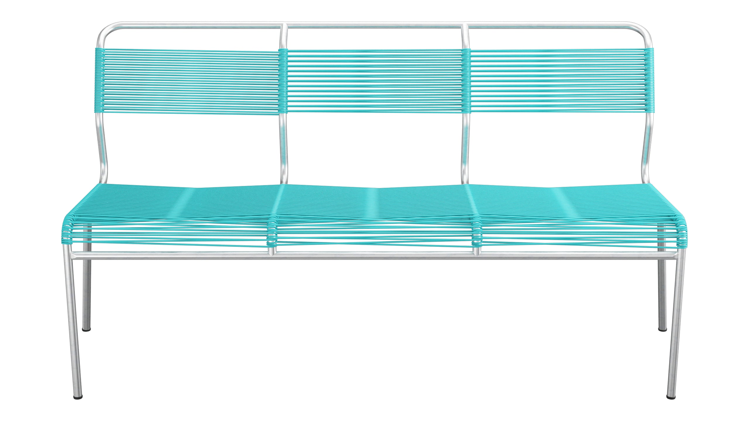 Säntis Spaghetti-3er-Gartenbank ohne Armlehne in Türkis präsentiert im Onlineshop von KAQTU Design AG. Gartenbank ist von Schaffner