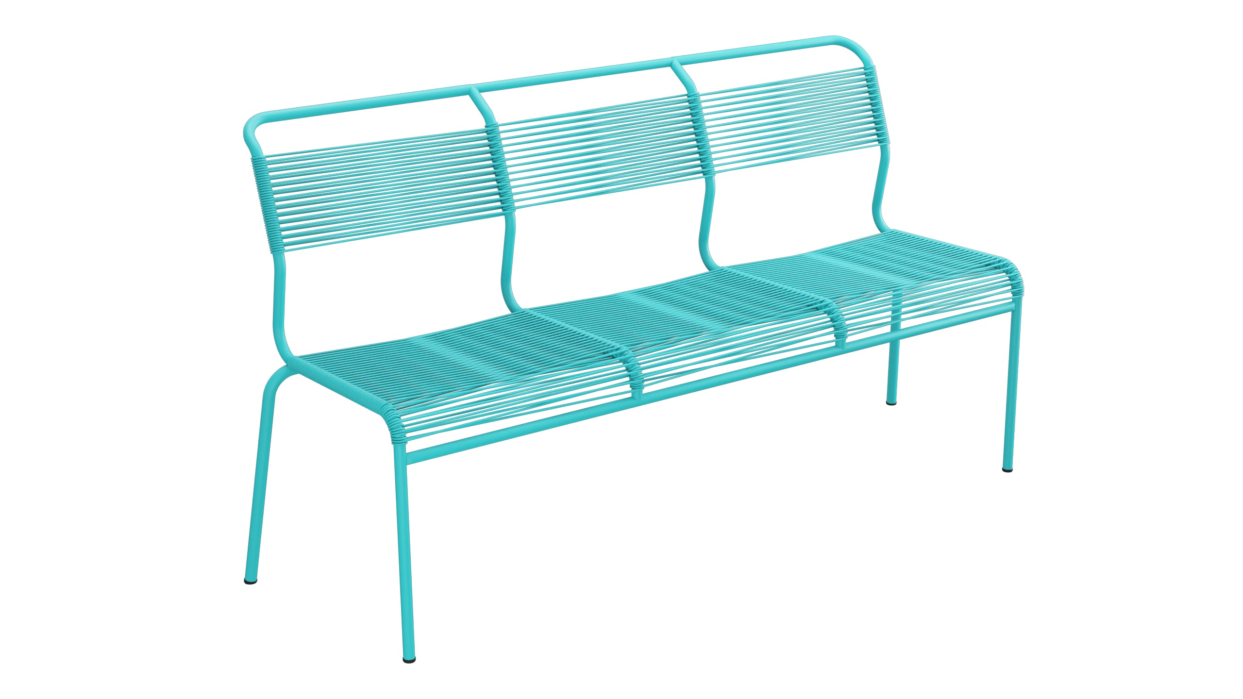 Säntis Spaghetti-3er-Gartenbank ohne Armlehne in Türkis präsentiert im Onlineshop von KAQTU Design AG. Gartenbank ist von Schaffner