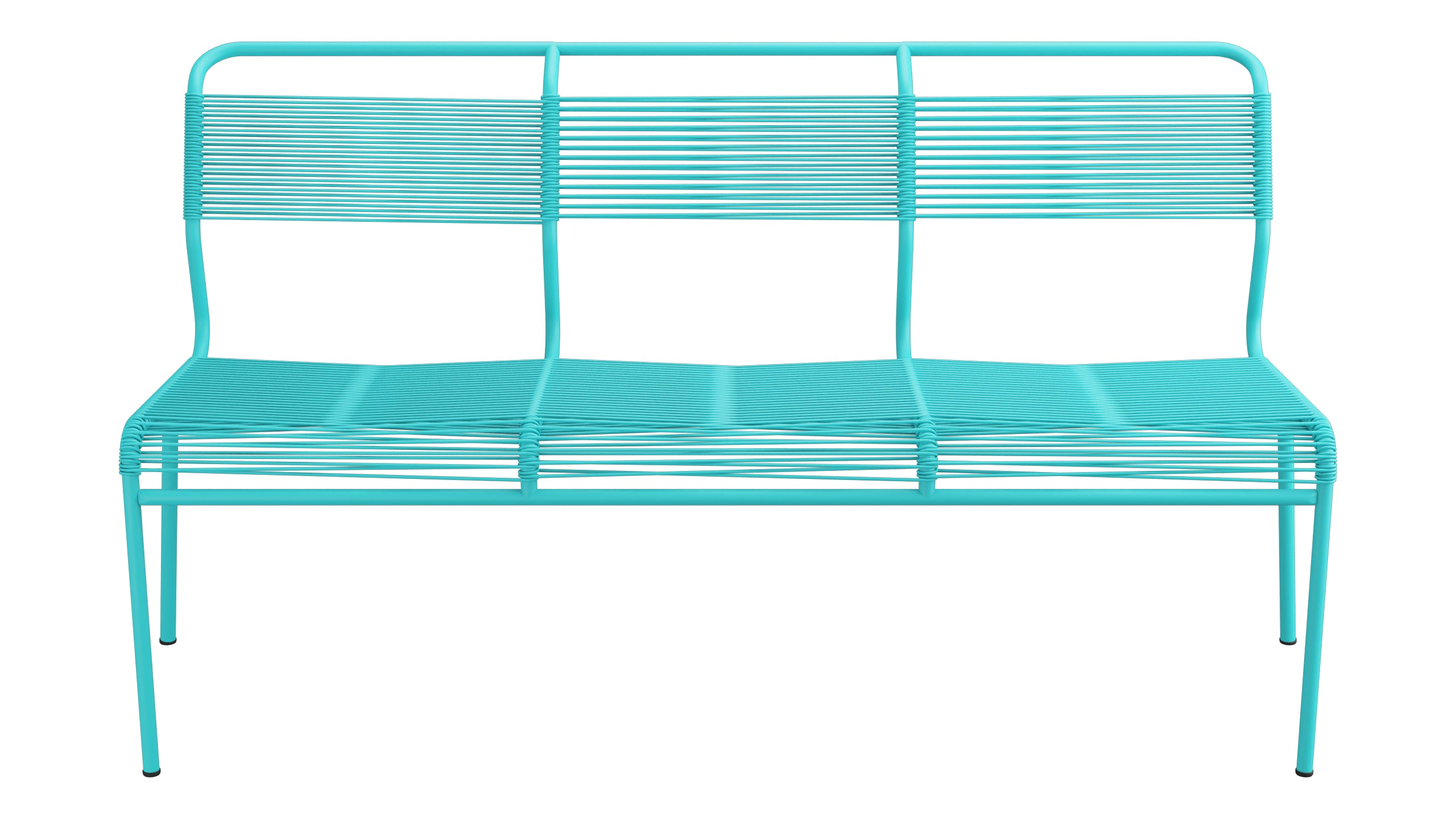 Säntis Spaghetti-3er-Gartenbank ohne Armlehne in Türkis präsentiert im Onlineshop von KAQTU Design AG. Gartenbank ist von Schaffner
