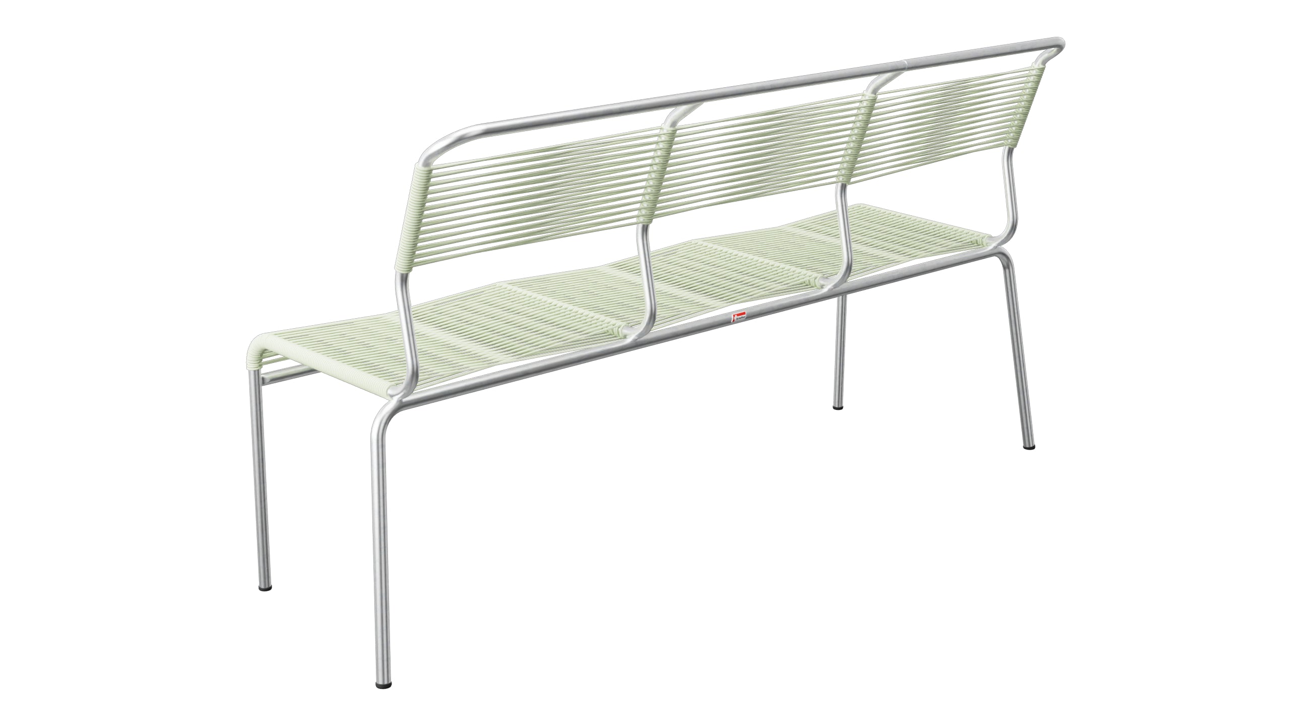 Säntis Spaghetti-3er-Gartenbank ohne Armlehne in Pastellgrün präsentiert im Onlineshop von KAQTU Design AG. Gartenbank ist von Schaffner