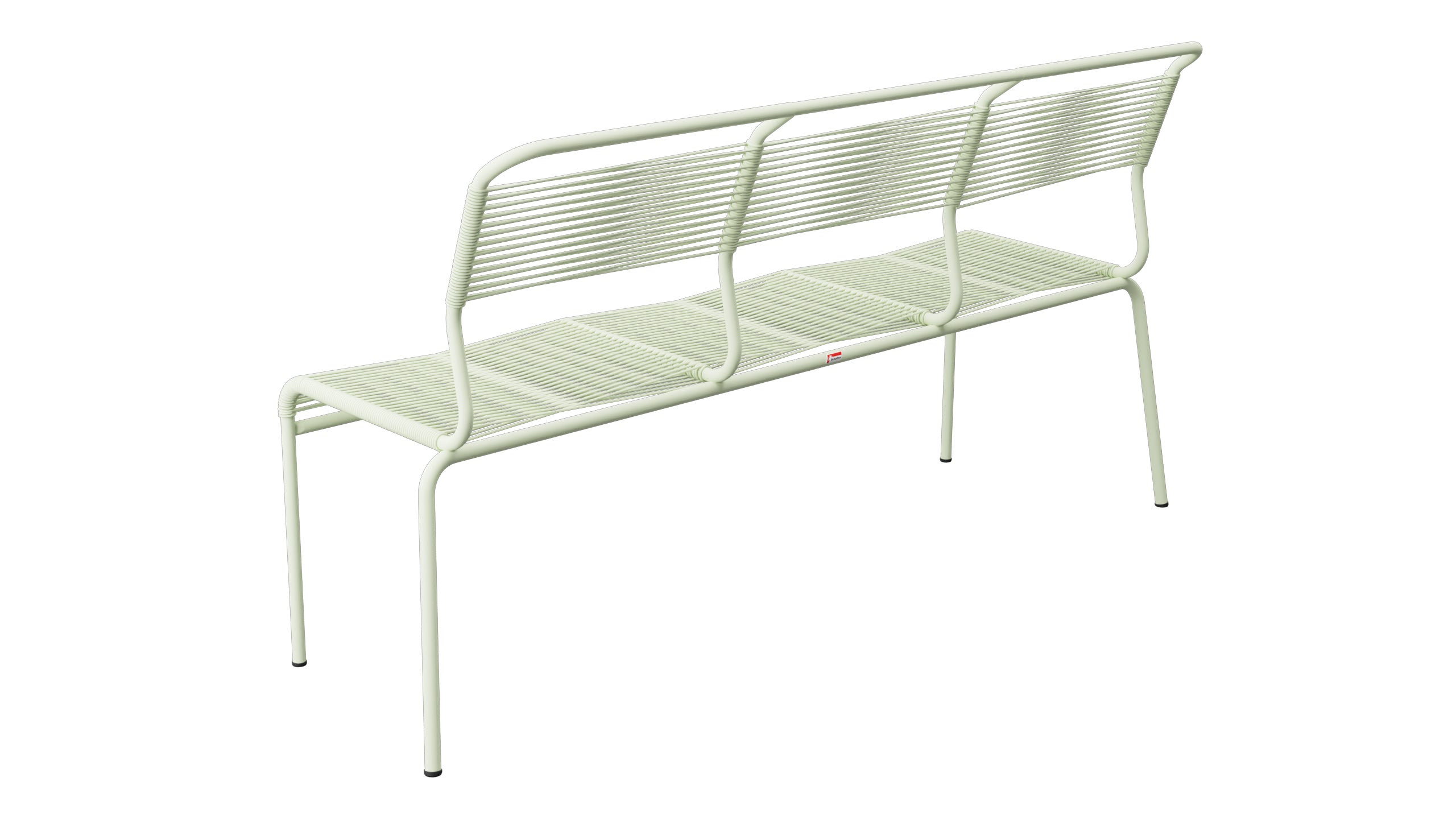 Säntis Spaghetti-3er-Gartenbank ohne Armlehne in Pastellgrün präsentiert im Onlineshop von KAQTU Design AG. Gartenbank ist von Schaffner