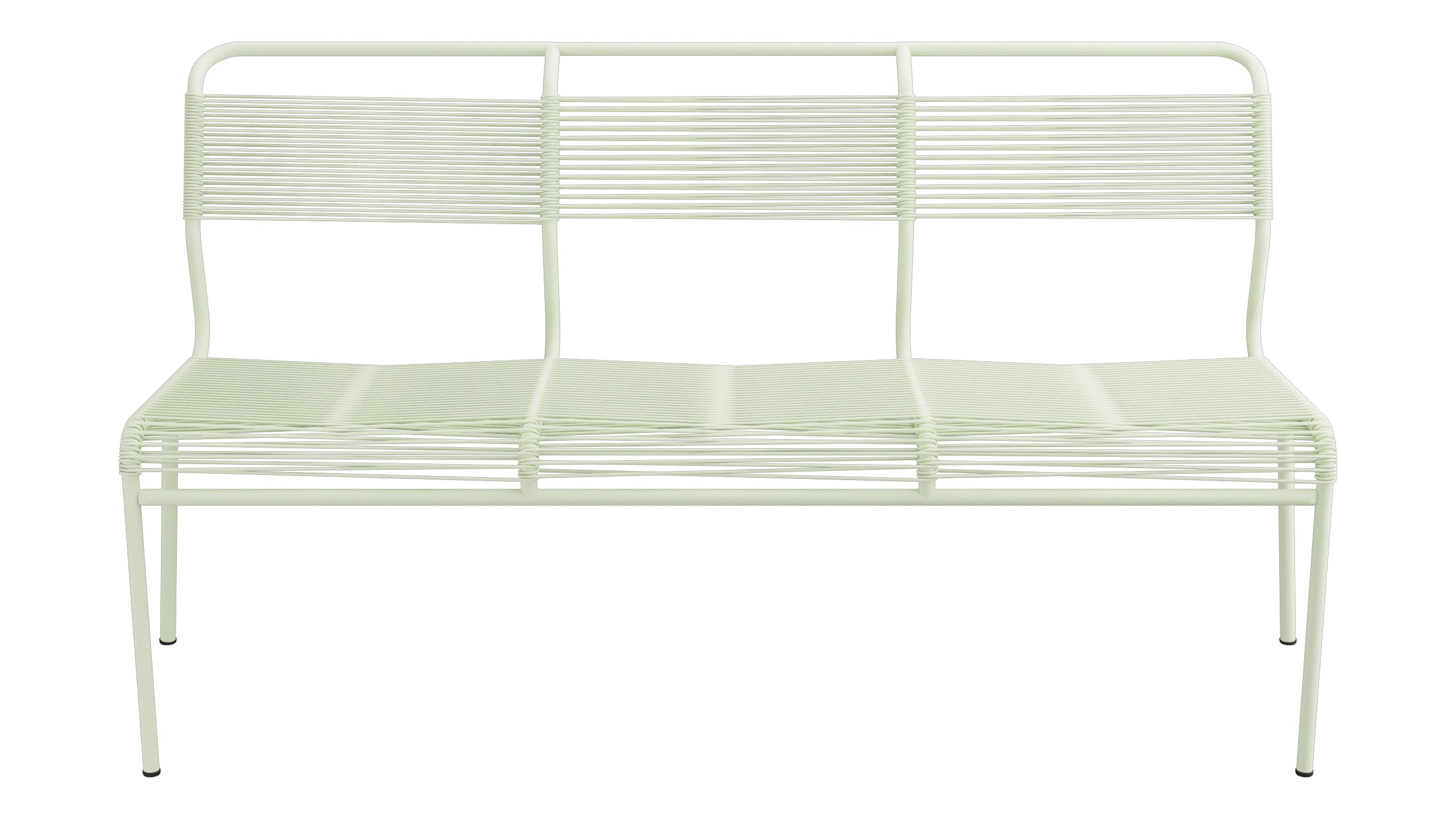 Säntis Spaghetti-3er-Gartenbank ohne Armlehne in Pastellgrün präsentiert im Onlineshop von KAQTU Design AG. Gartenbank ist von Schaffner