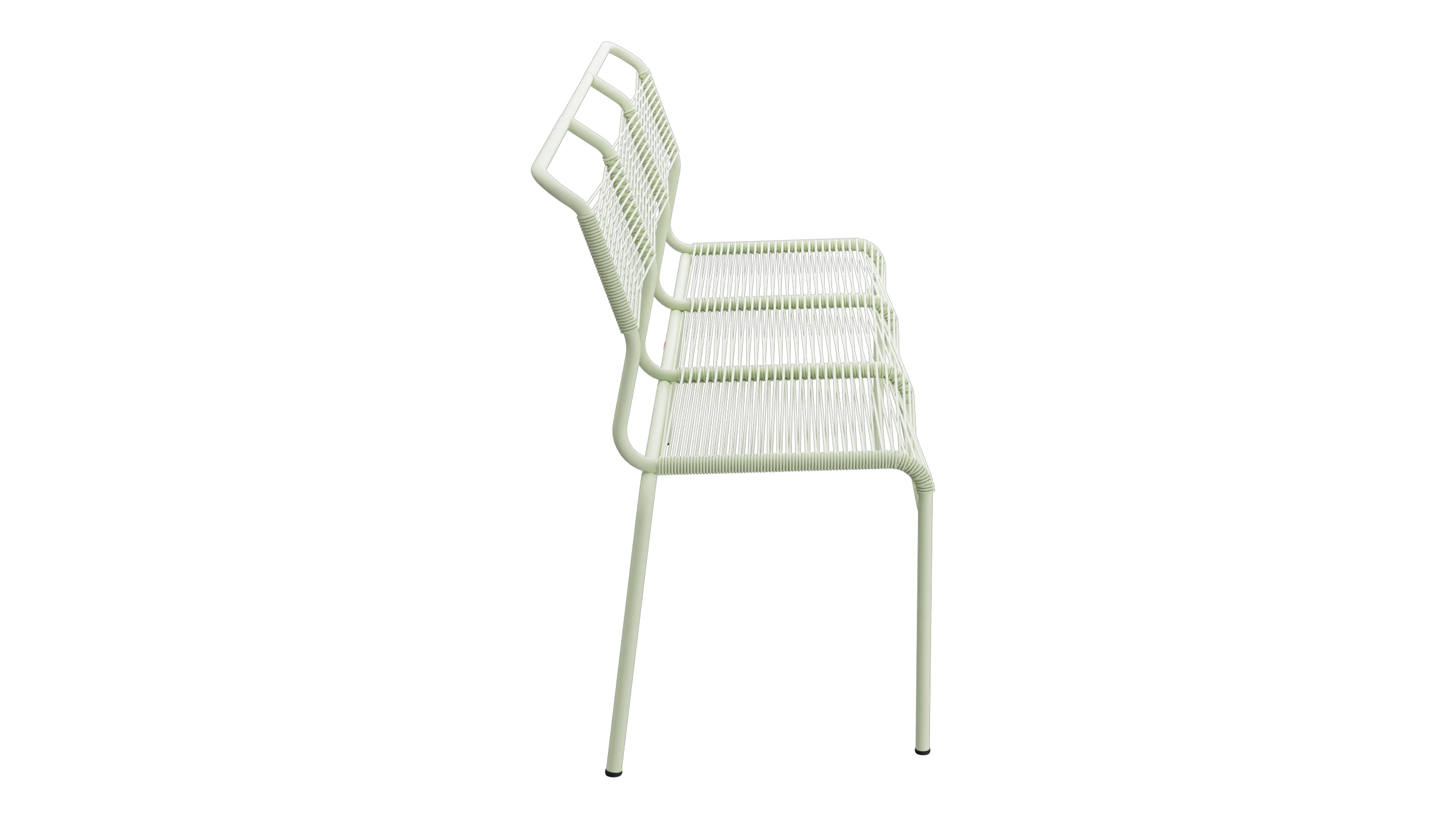 Säntis Spaghetti-3er-Gartenbank ohne Armlehne in Pastellgrün präsentiert im Onlineshop von KAQTU Design AG. Gartenbank ist von Schaffner