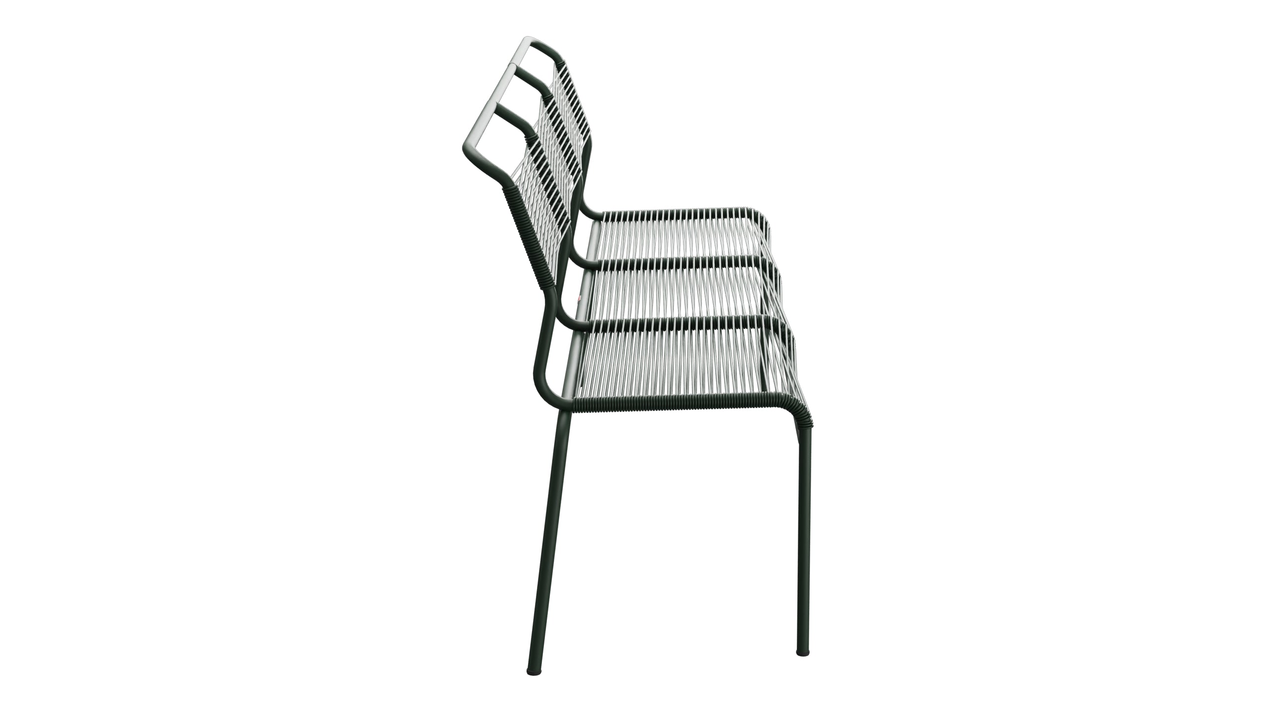 Säntis Spaghetti-3er-Gartenbank ohne Armlehne in Tannengrün präsentiert im Onlineshop von KAQTU Design AG. Gartenbank ist von Schaffner