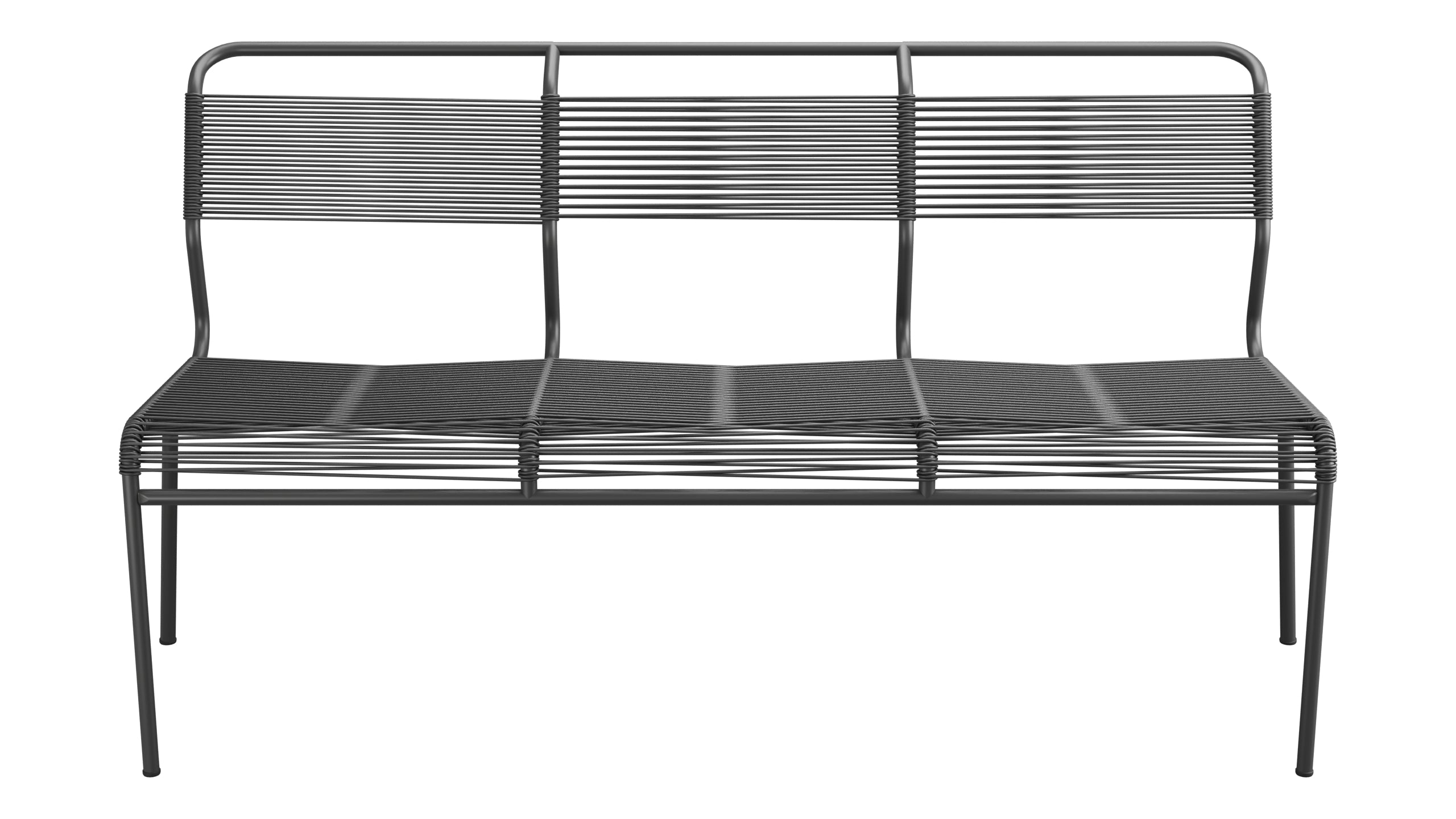 Säntis Spaghetti-3er-Gartenbank ohne Armlehne in Anthrazit präsentiert im Onlineshop von KAQTU Design AG. Gartenbank ist von Schaffner
