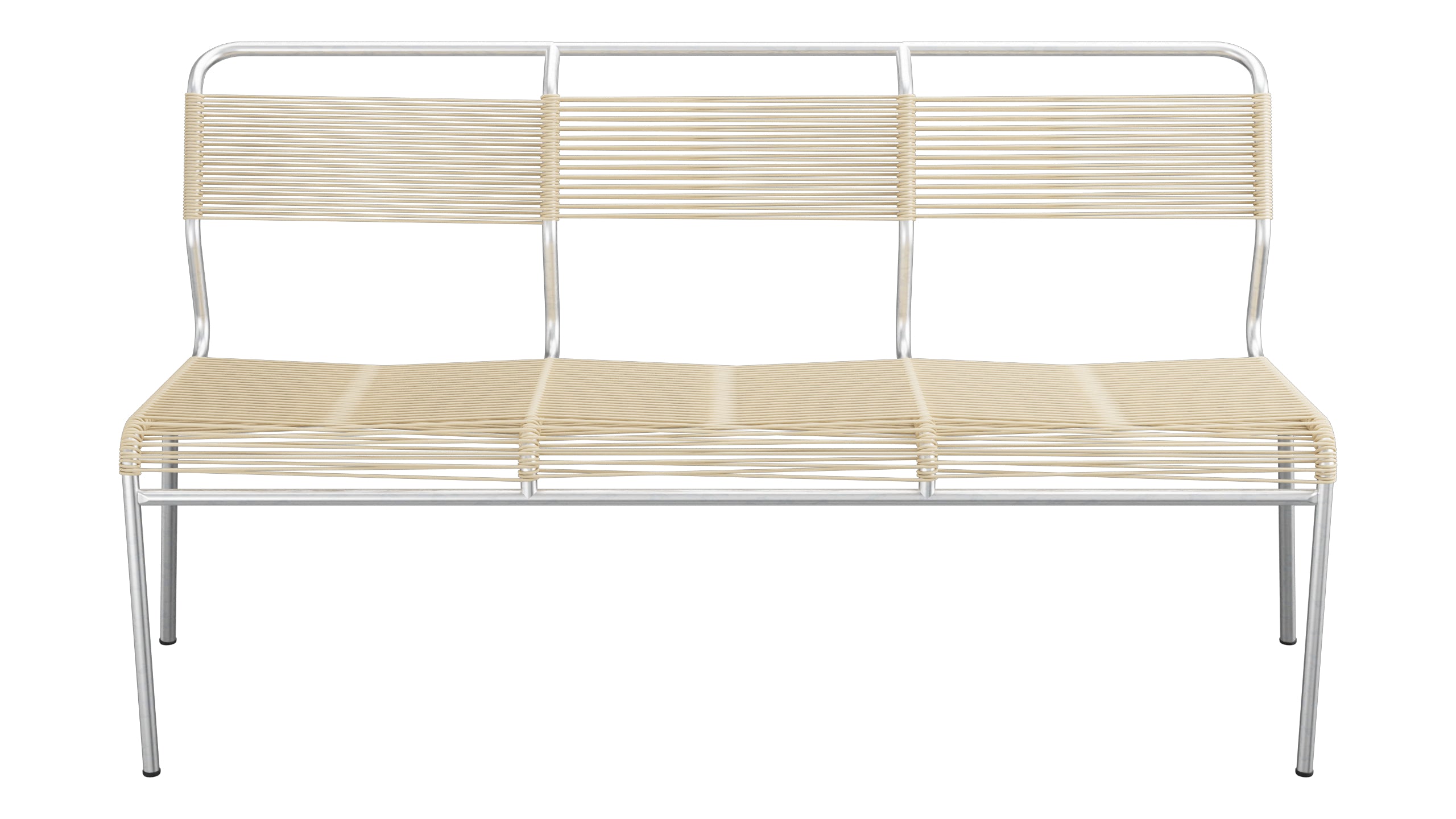 Säntis Spaghetti-3er-Gartenbank ohne Armlehne in Pastellbraun präsentiert im Onlineshop von KAQTU Design AG. Gartenbank ist von Schaffner