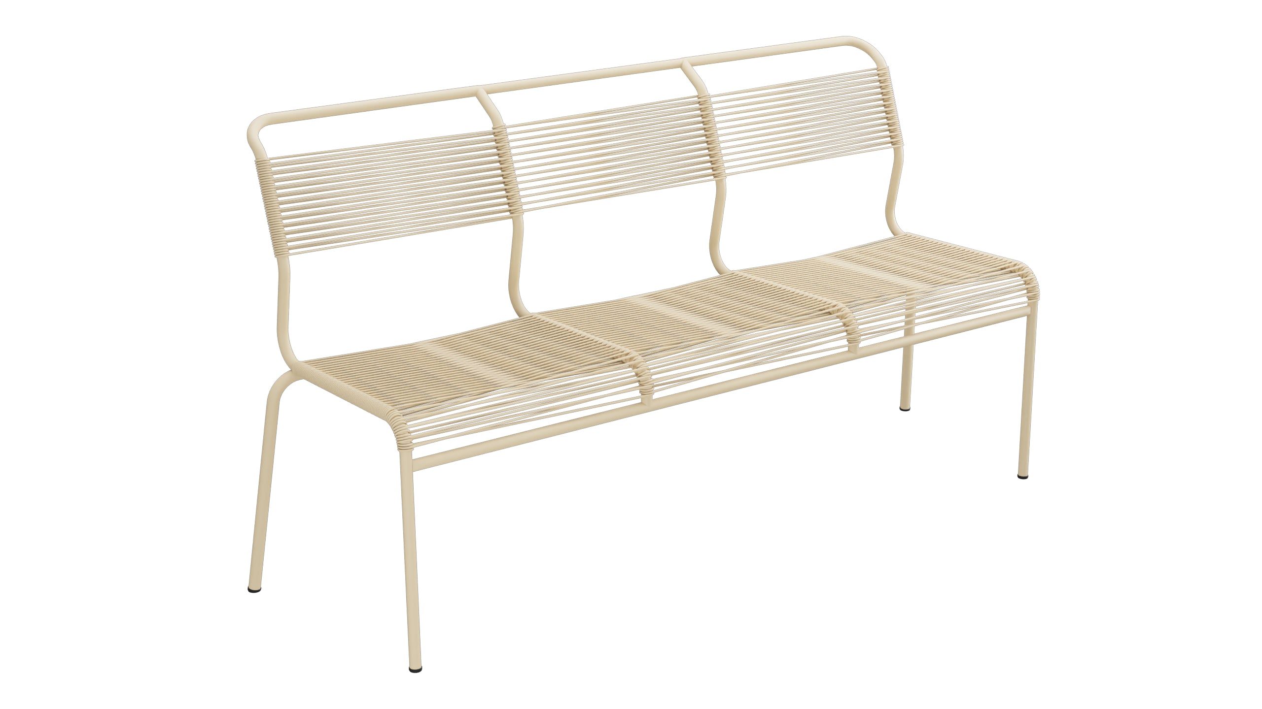 Säntis Spaghetti-3er-Gartenbank ohne Armlehne in Pastellbraun präsentiert im Onlineshop von KAQTU Design AG. Gartenbank ist von Schaffner