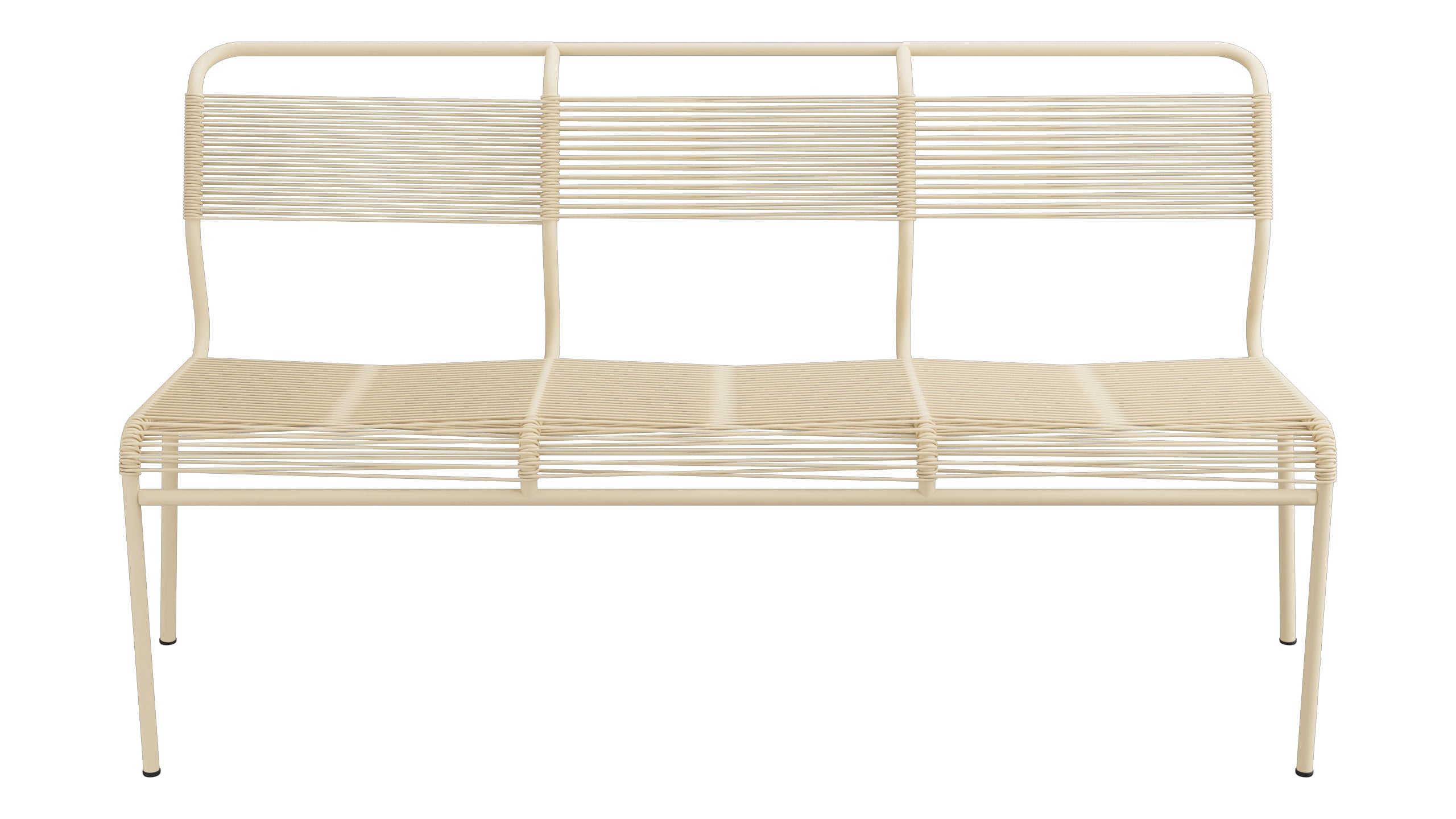 Säntis Spaghetti-3er-Gartenbank ohne Armlehne in Pastellbraun präsentiert im Onlineshop von KAQTU Design AG. Gartenbank ist von Schaffner