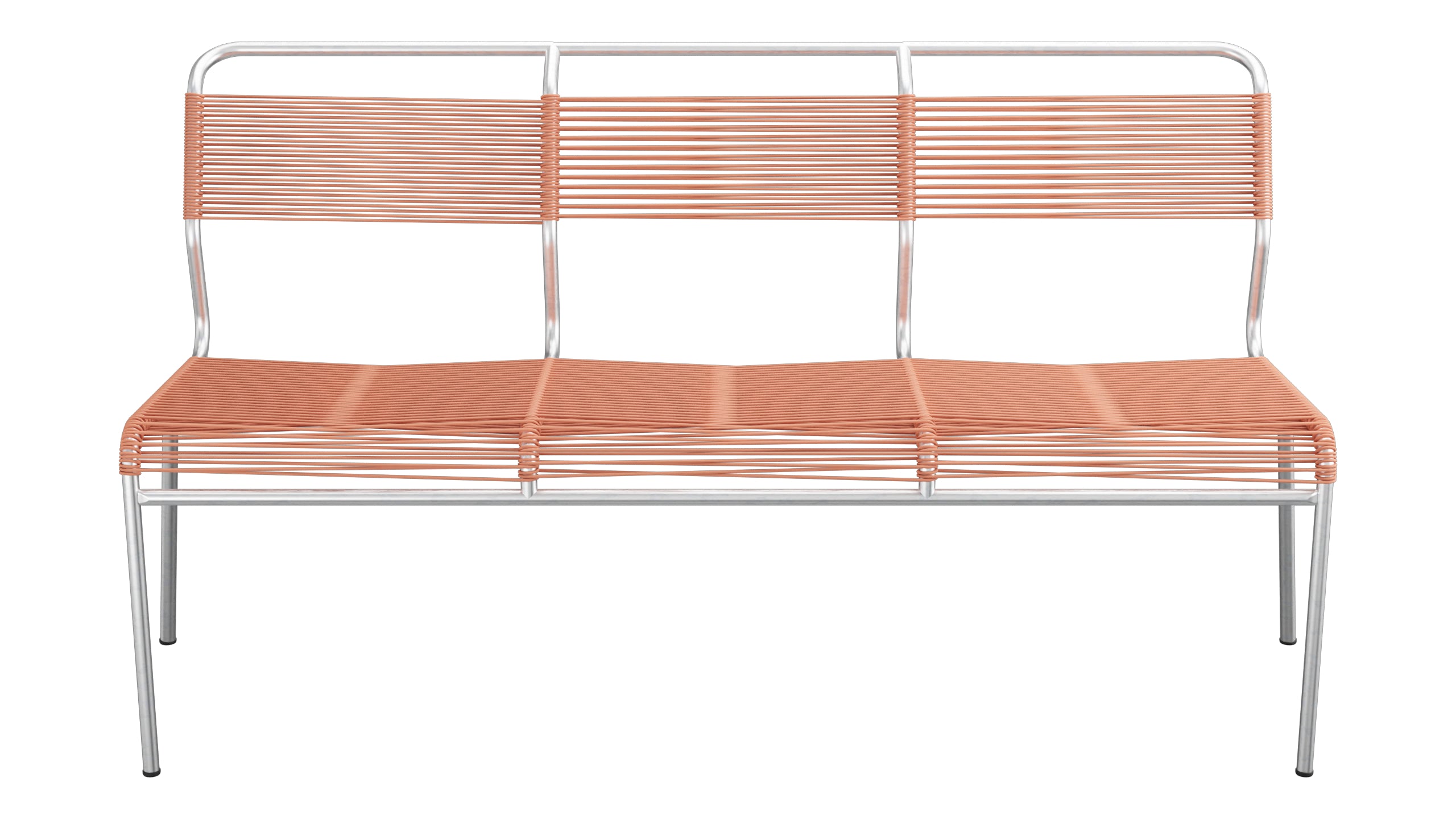 Säntis Spaghetti-3er-Gartenbank ohne Armlehne in Pastellterracotta präsentiert im Onlineshop von KAQTU Design AG. Gartenbank ist von Schaffner