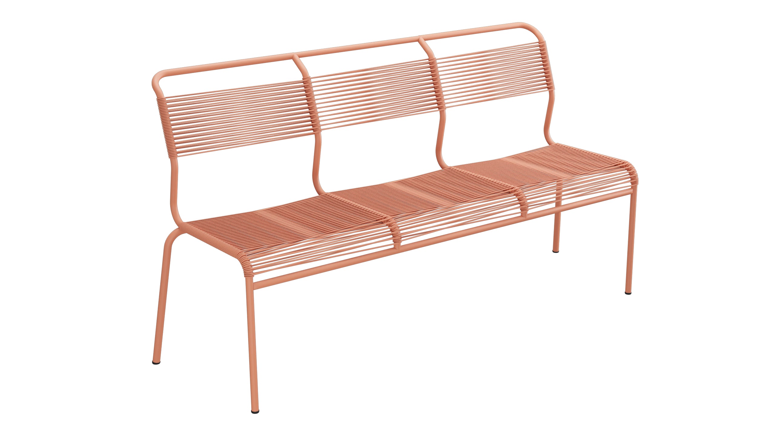 Säntis Spaghetti-3er-Gartenbank ohne Armlehne in Pastellterracotta präsentiert im Onlineshop von KAQTU Design AG. Gartenbank ist von Schaffner