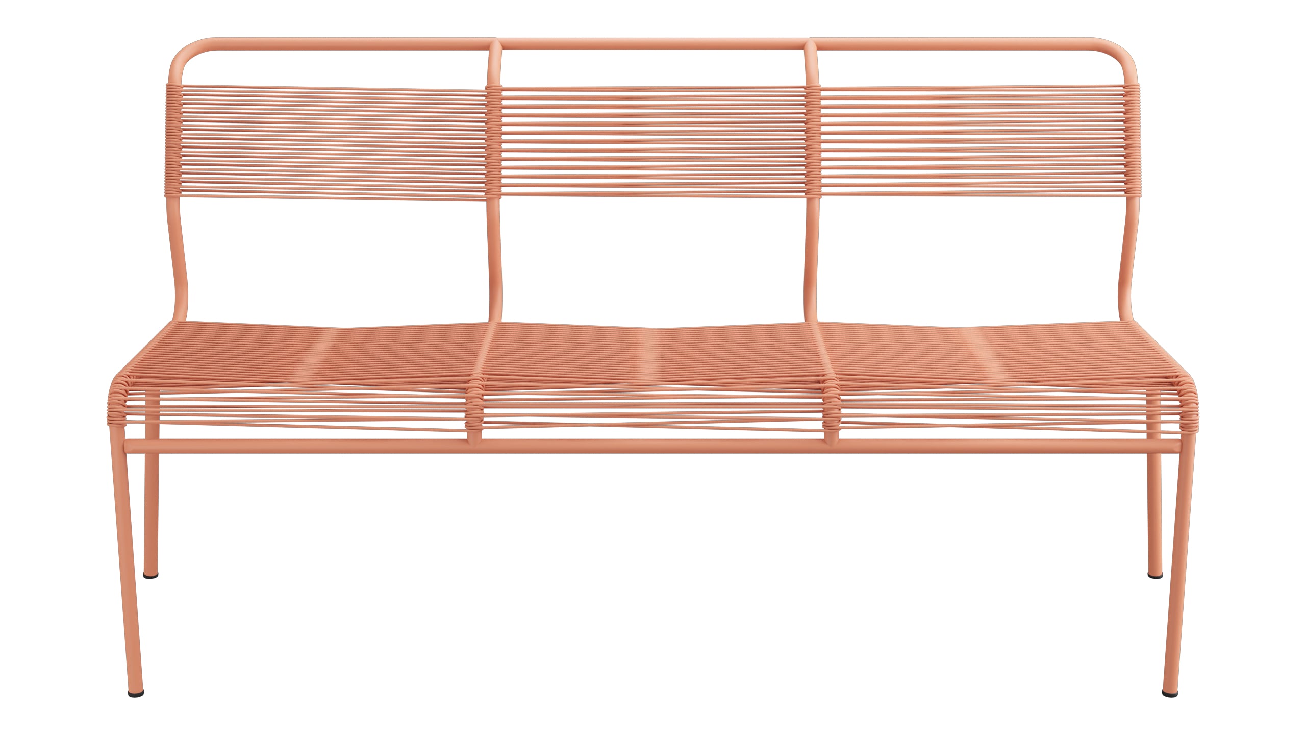 Säntis Spaghetti-3er-Gartenbank ohne Armlehne in Pastellterracotta präsentiert im Onlineshop von KAQTU Design AG. Gartenbank ist von Schaffner