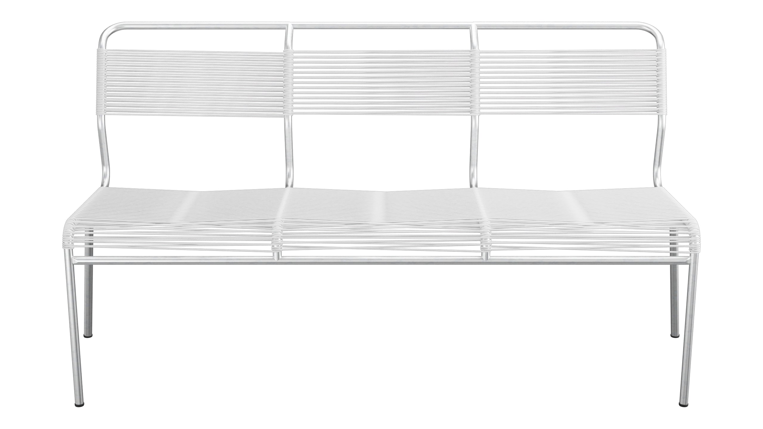 Säntis Spaghetti-3er-Gartenbank ohne Armlehne in Weiss präsentiert im Onlineshop von KAQTU Design AG. Gartenbank ist von Schaffner