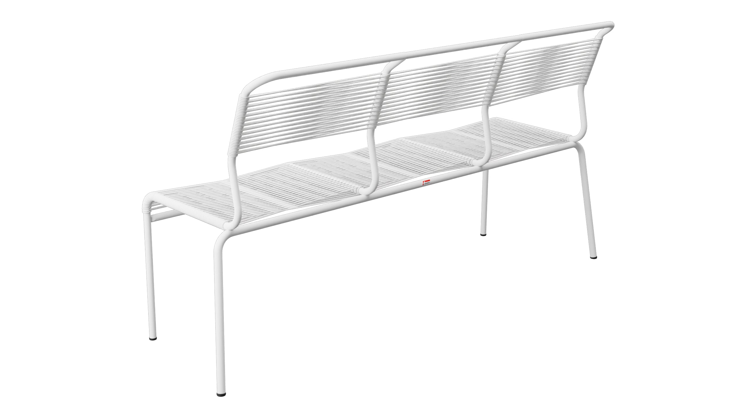 Säntis Spaghetti-3er-Gartenbank ohne Armlehne in Weiss präsentiert im Onlineshop von KAQTU Design AG. Gartenbank ist von Schaffner