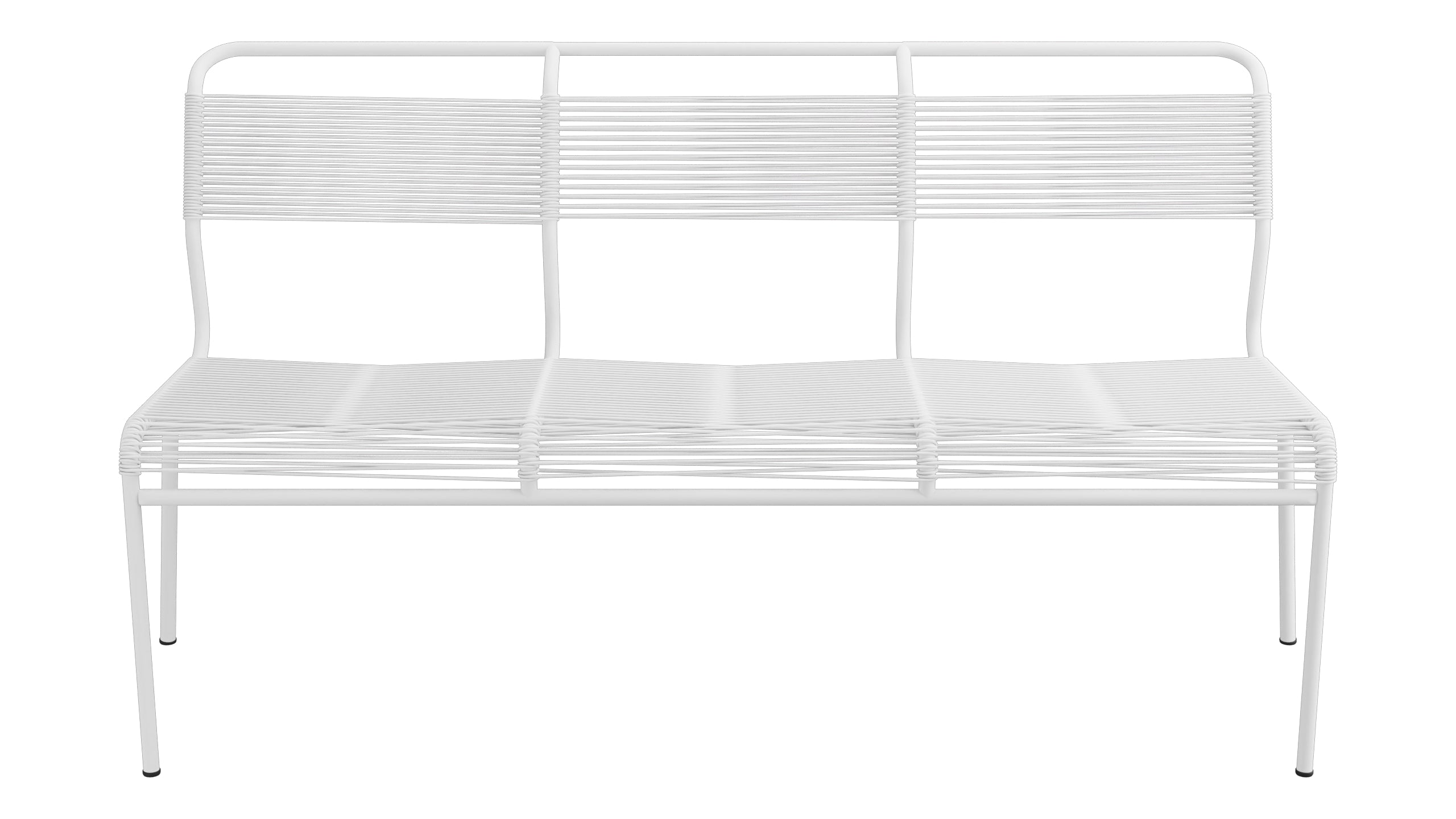 Säntis Spaghetti-3er-Gartenbank ohne Armlehne in Weiss präsentiert im Onlineshop von KAQTU Design AG. Gartenbank ist von Schaffner