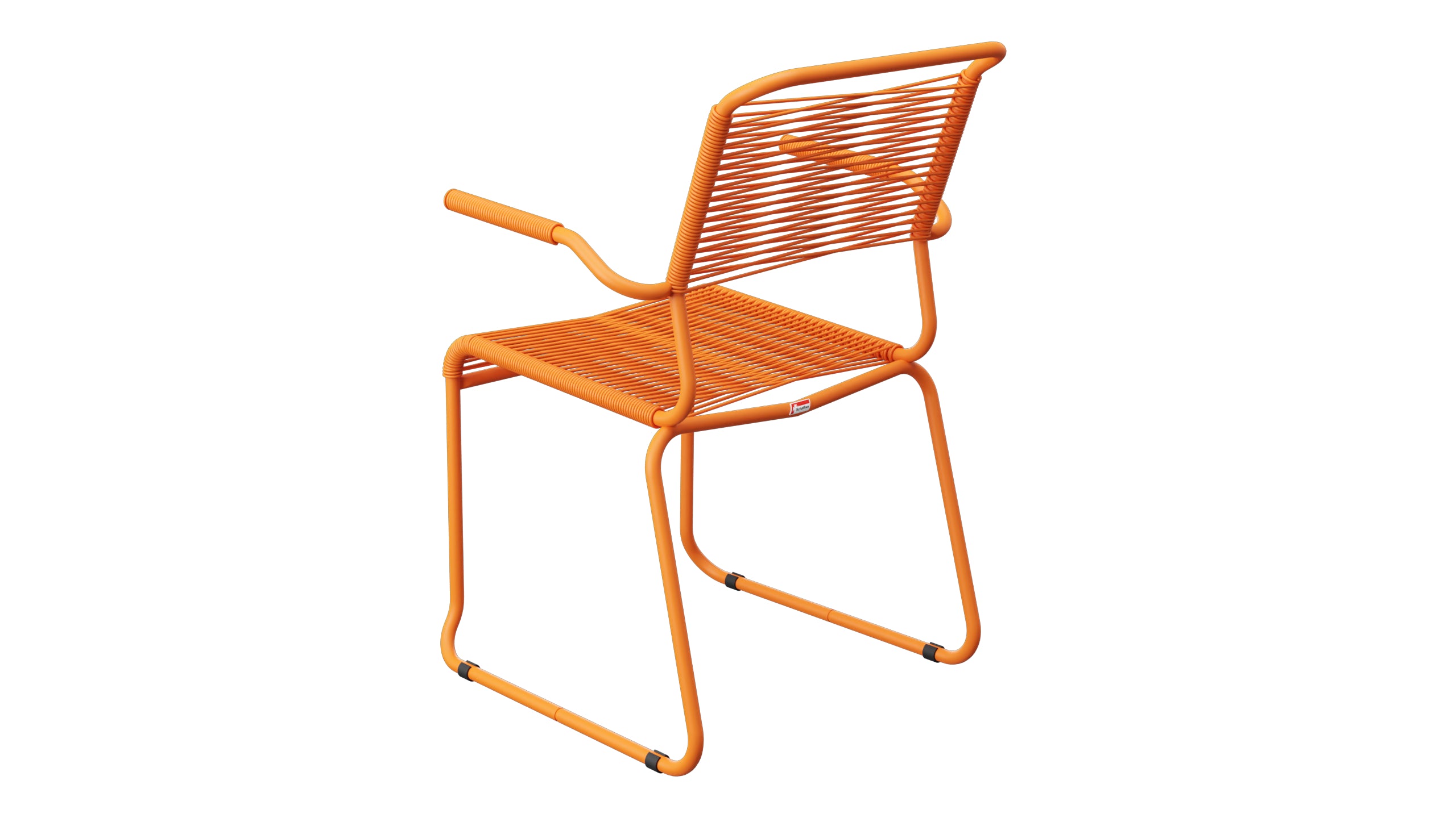 Säntis Spaghetti-Gartenstuhl mit Armlehne Kufen in Orange präsentiert im Onlineshop von KAQTU Design AG. Gartenstuhl mit Armlehnen ist von Schaffner