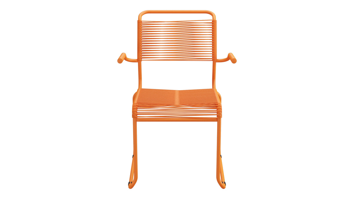 Säntis Spaghetti-Gartenstuhl mit Armlehne Kufen in Orange präsentiert im Onlineshop von KAQTU Design AG. Gartenstuhl mit Armlehnen ist von Schaffner