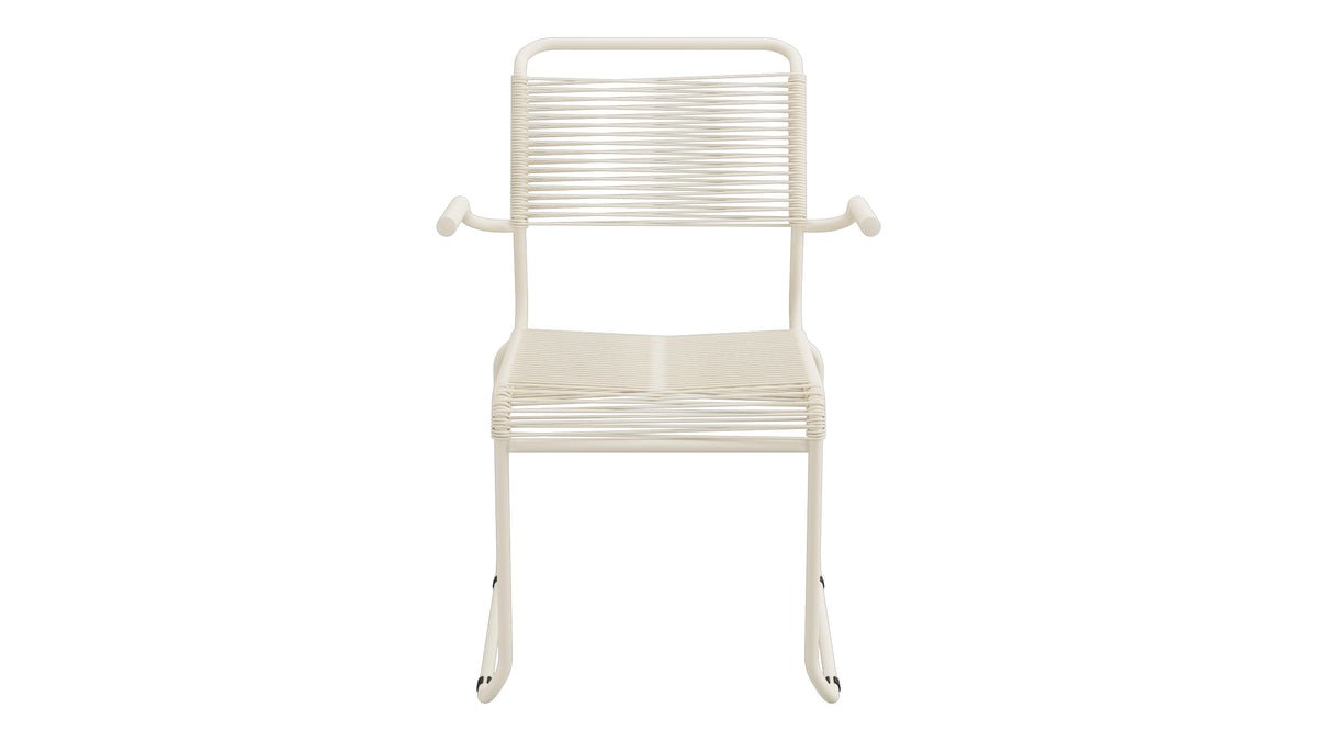 Säntis Spaghetti-Gartenstuhl mit Armlehne Kufen in Pastellsand präsentiert im Onlineshop von KAQTU Design AG. Gartenstuhl mit Armlehnen ist von Schaffner