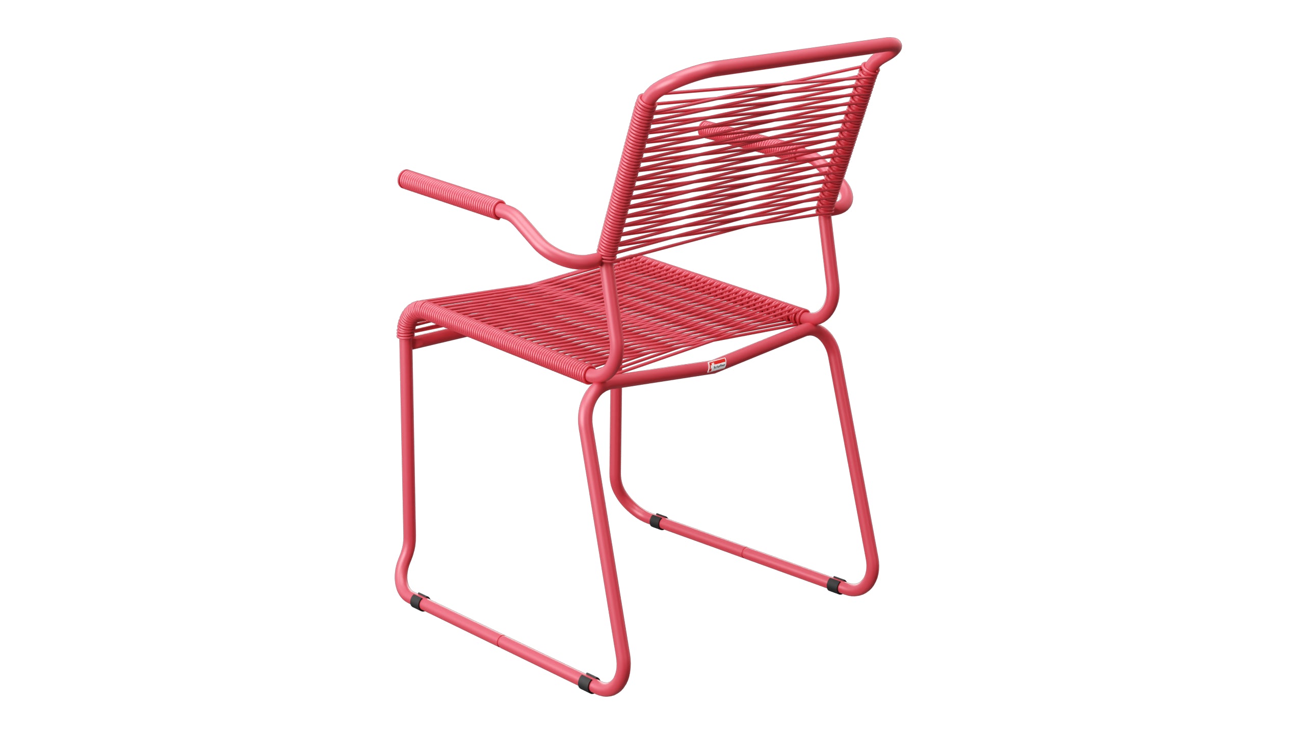 Säntis Spaghetti-Gartenstuhl mit Armlehne Kufen in Ahornrot präsentiert im Onlineshop von KAQTU Design AG. Gartenstuhl mit Armlehnen ist von Schaffner