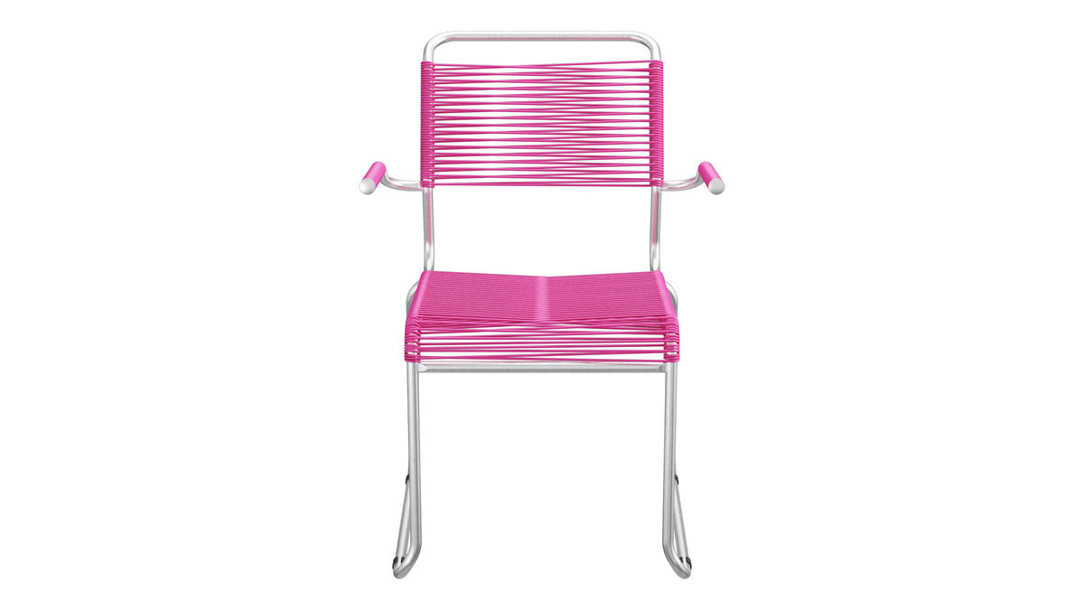 Säntis Spaghetti-Gartenstuhl mit Armlehne Kufen in Pink präsentiert im Onlineshop von KAQTU Design AG. Gartenstuhl mit Armlehnen ist von Schaffner