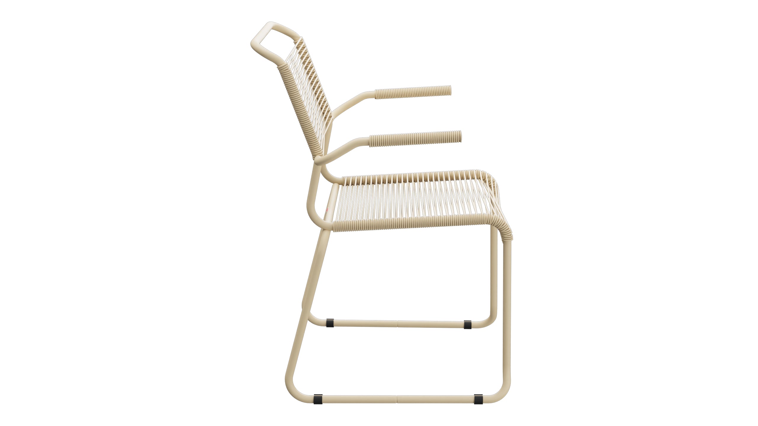 Säntis Spaghetti-Gartenstuhl mit Armlehne Kufen in Pastellbraun präsentiert im Onlineshop von KAQTU Design AG. Gartenstuhl mit Armlehnen ist von Schaffner