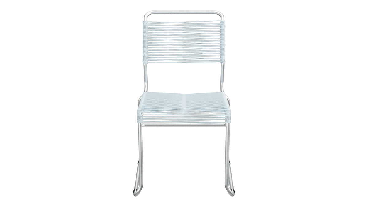 Spaghettistuhl Säntis mit Kufen in Pastellblau präsentiert im Onlineshop von KAQTU Design AG. Gartenstuhl ist von Schaffner