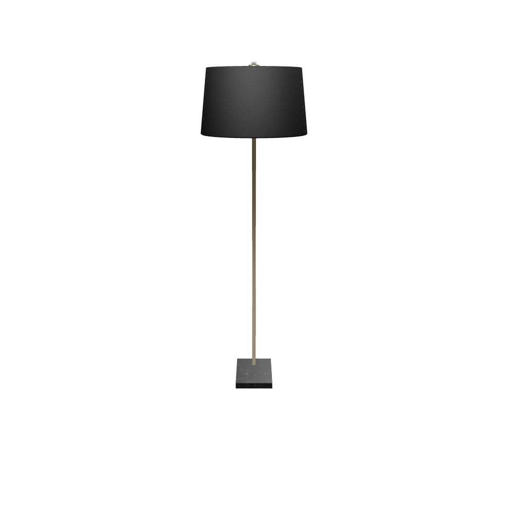 3D-Modell der Stehlampe Juhe: Goldmetall mit schwarzem Marmorsockel, ideal für modernes, luxuriöses Ambiente.