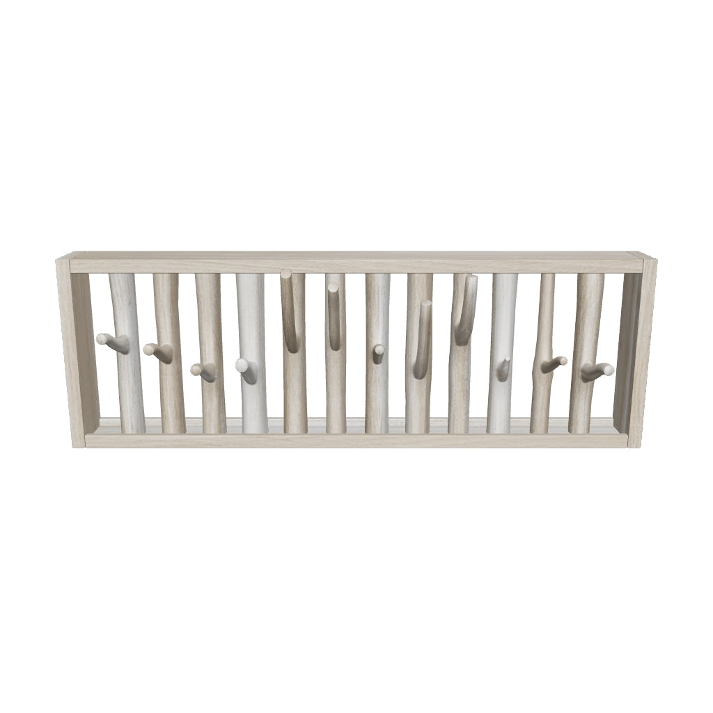 Massivholz-Garderobe Muntfre mit natürlichen Ästen als Haken, rustikales Design für stilvolle Organisation.