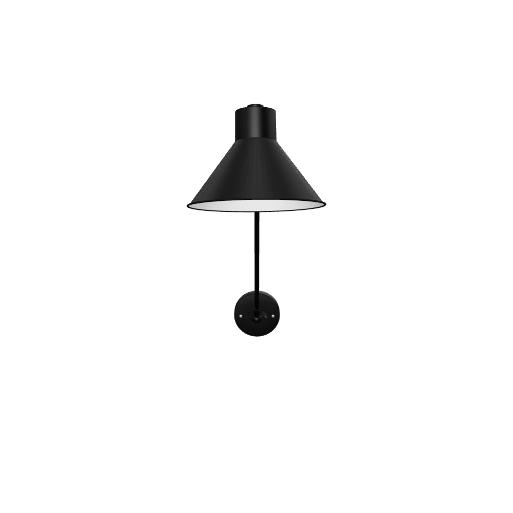 3D-Modell der Dione Wandleuchte: Schwarzer Stahl, elegant und minimalistisch, ideal für moderne Räume. Flexibel und stilvoll.