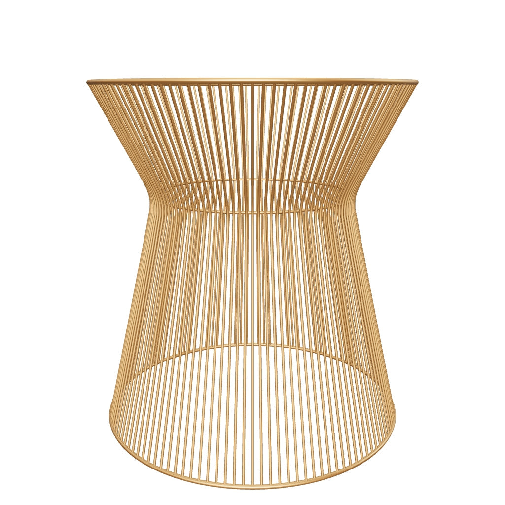 Runder Jolene Beistelltisch mit schwarzer Glasplatte und filigranem Gestell aus goldfarbenem Metall, modernes und stilvolles Design.