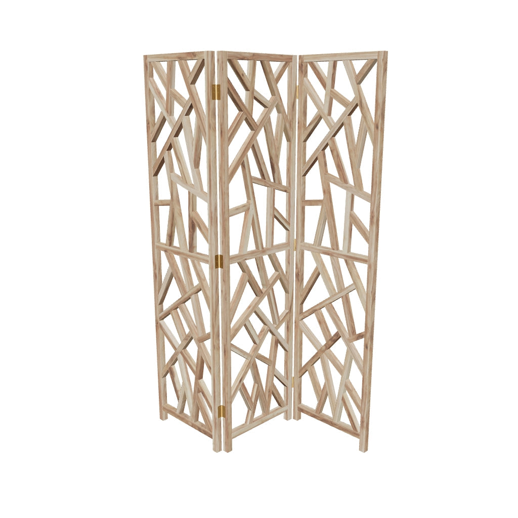 Paravent aus massivem Teakholz mit warmem, natürlichem Finish, ideal zur stilvollen Raumtrennung oder Dekoration.