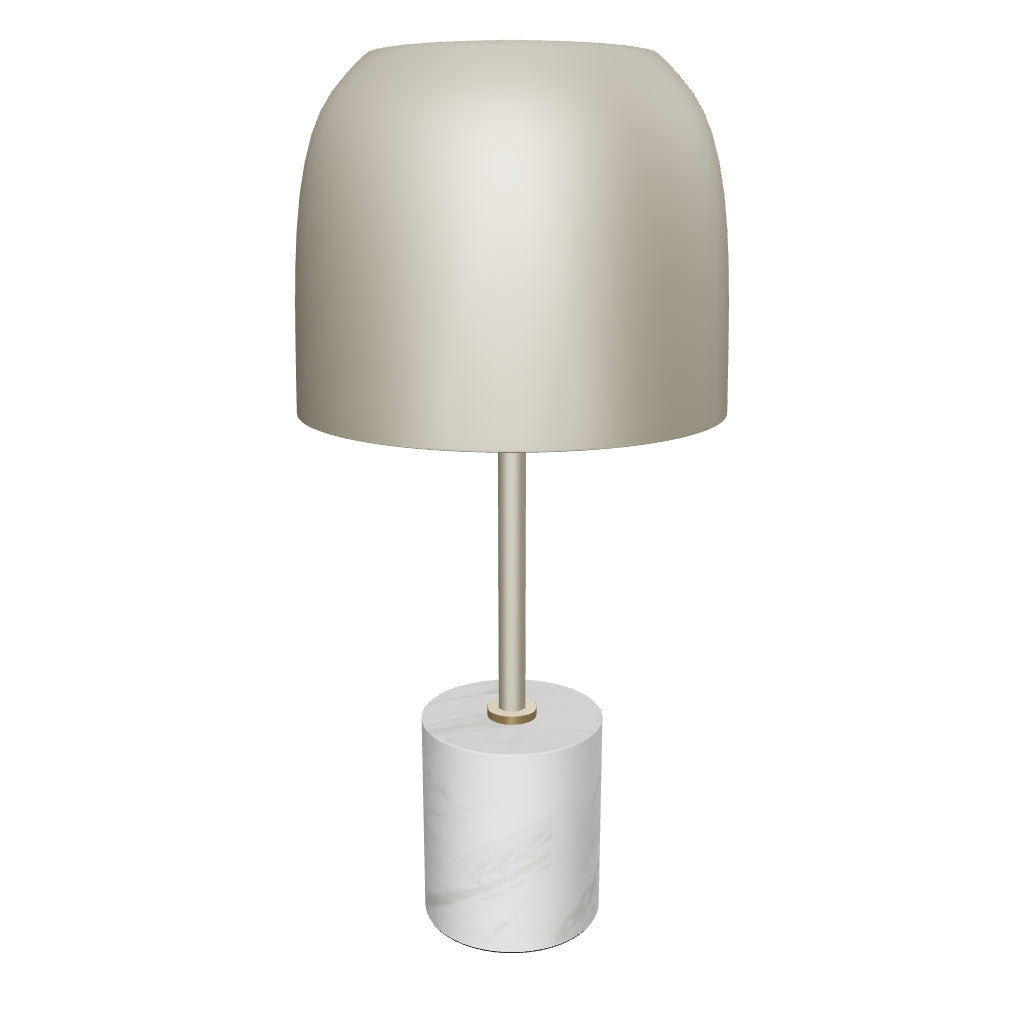 3D-Modell der Alish Tischlampe: Marmorfuß, Stahlkörper, elegantes Design, kompakt, ideal für vielseitige Raumgestaltung.