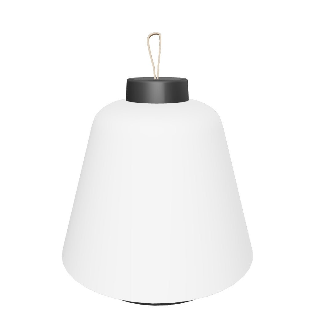 3D-Modell der Tischlampe Udiya: modernes Design, Polyethylen & Metall, schwarzes Finish, flexibel für drinnen & draußen.