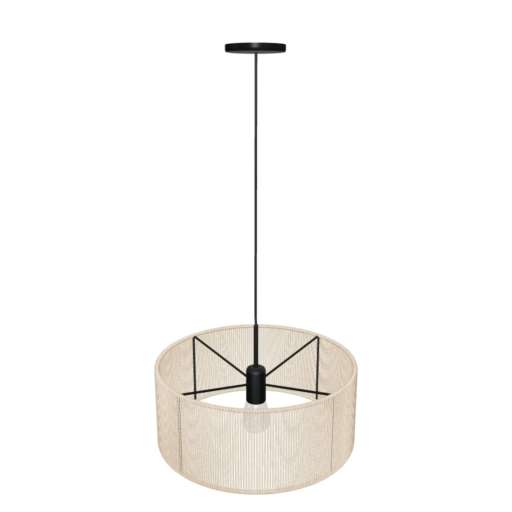 3D-Modell des Crista Lampenschirms aus Jute, Ø 47 cm, rustikales Design, ideal für warme, vielseitige Einrichtungsstile.