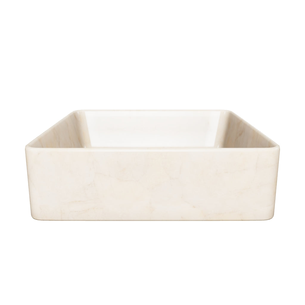 Aufsatzwaschbecken Darnen aus beigem Marmor, 40 x 40 cm in Beige präsentiert im Onlineshop von KAQTU Design AG. Badezimmermöbel ist von Kave Home