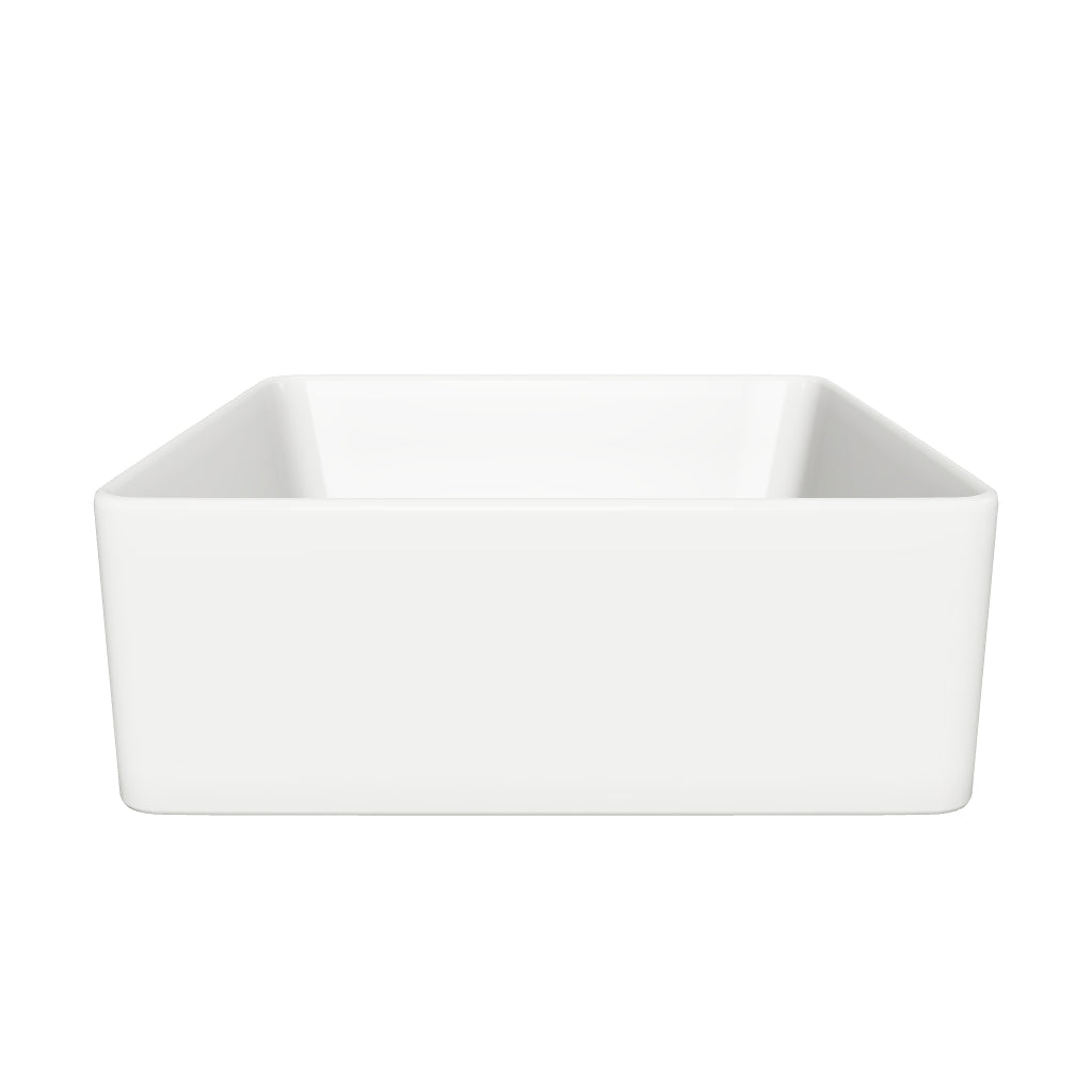 Aufsatzwaschbecken Ovara aus weiss glasierter Keramik 36,5 x 36,5 cm in Weiss präsentiert im Onlineshop von KAQTU Design AG. Badezimmermöbel ist von Kave Home