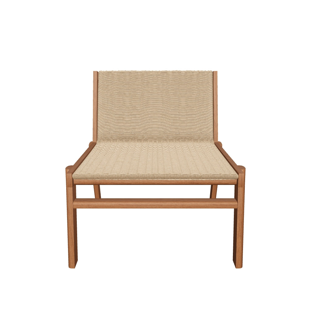 Sofa Itani aus robustem Teakholz und langlebigem synthetischem Rattan, FSC 100% zertifiziert, ideal für umweltbewusstes und modernes Design.