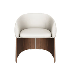 Bosca chair with beige chenille and walnut veneer FSC 100%