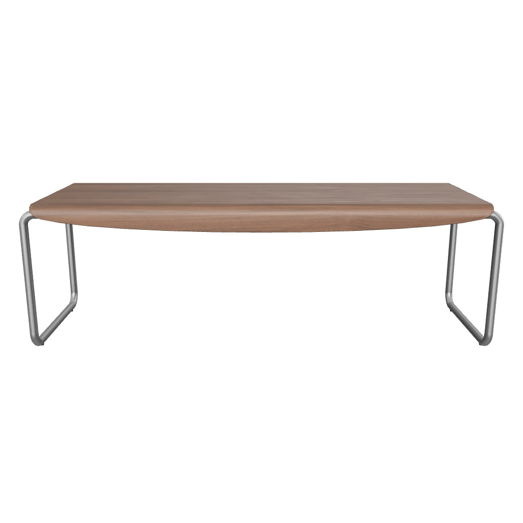 Bank Tarsel aus Nussbaumfurnier mit Gestell aus gebürstetem Edelstahl 142 cm in Dunkelbraun präsentiert im Onlineshop von KAQTU Design AG. Sitzbank ist von Kave Home