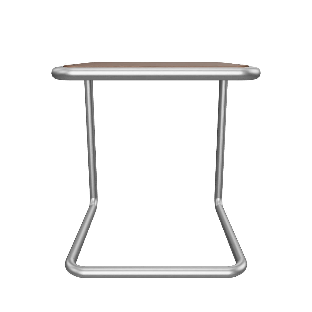 Beistelltisch Tarsel aus Nussbaumfurnier mit Gestell aus gebürstetem Edelstahl 42 x 47 cm in Dunkelbraun präsentiert im Onlineshop von KAQTU Design AG. Beistelltisch ist von Kave Home