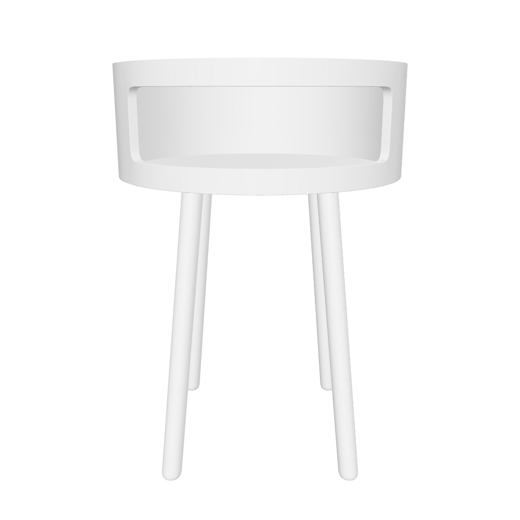 3D-Modell des Kurb B Beistelltischs Ø 40 cm in Weiß, minimalistisch und elegant, ideal für vielseitige Einrichtung.