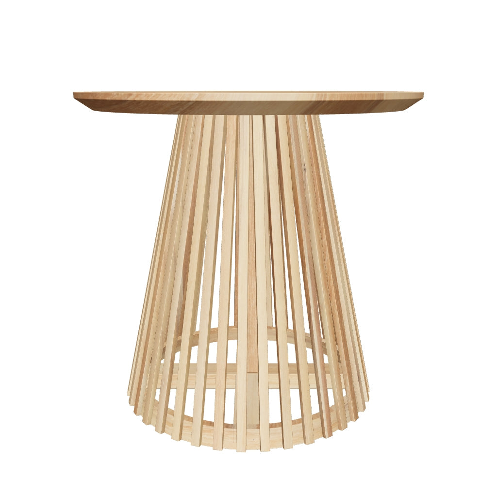 3D-Modell des eleganten Jeanette Beistelltischs aus Teakholz, Ø 50 cm, zeitlos und robust, von Kave Home.