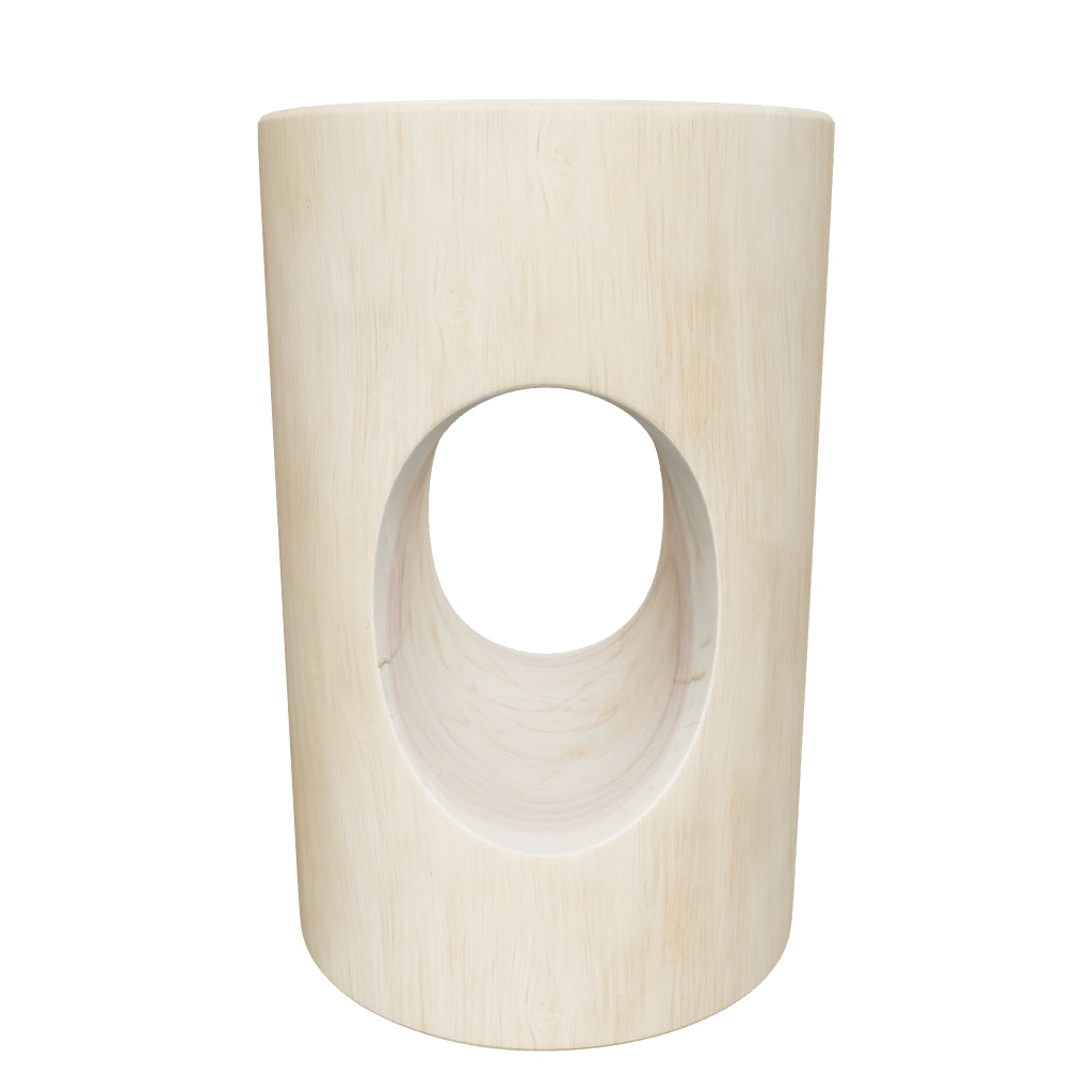 3D-Modell des Halker Beistelltischs Ø 30 cm aus Regenbaum-Holz, robust, ideal für Sofa oder Bett, zeitloses Design.