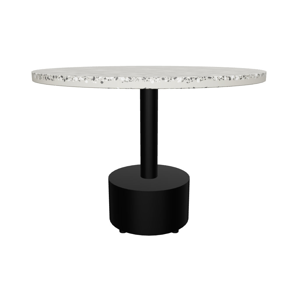 3D-Modell: Delano Beistelltisch, graues Terrazzo, schwarze Stahlbeine, Ø 55 cm. Modern und vielseitig.