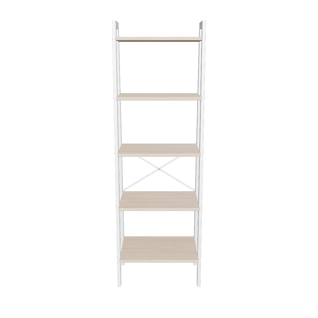 3D-Modell eines modernen, weißen Stahlregals (56x172 cm) mit viel Stauraum, ideal für Bücher und Deko, zeitloses Design.