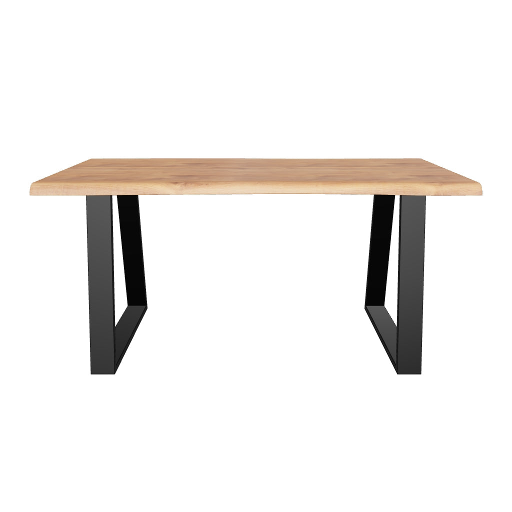 3D-Modell: Alaia Tisch, 160x90 cm, Akazienholz, schwarze Stahlbeine, modern, für 6 Personen, ideal für Esszimmer.